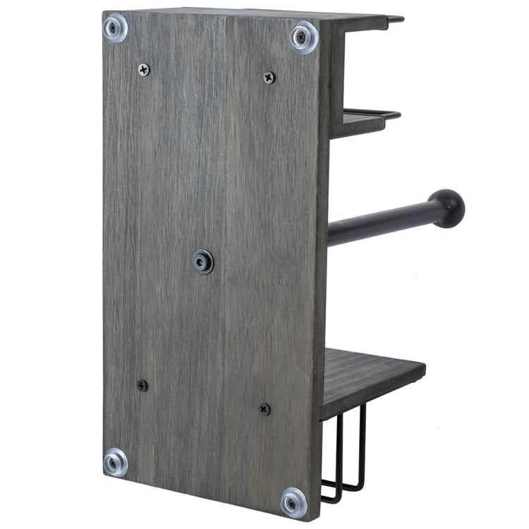Rustic Gray Wood Paper Towel & Napkin Holder with Spice Rack Holder
