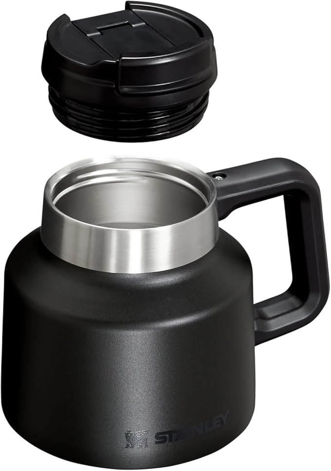 STANLEY Tough-To-Tip Admiral's Mug 20 oz | Twist-on Flip Open Lid | Wide Body with Non-Skid Rubber Base | Insulated Stainless Steel Coffee Cup | BPA-Free