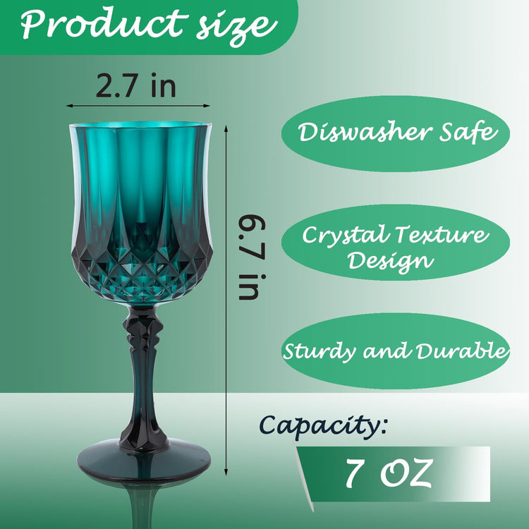 Plastic Wine Glasses,Plastic Goblets Vintage Style Cordial Drinking Glasses for Wedding Reception, Grand Event Party Supplies (48, Green)