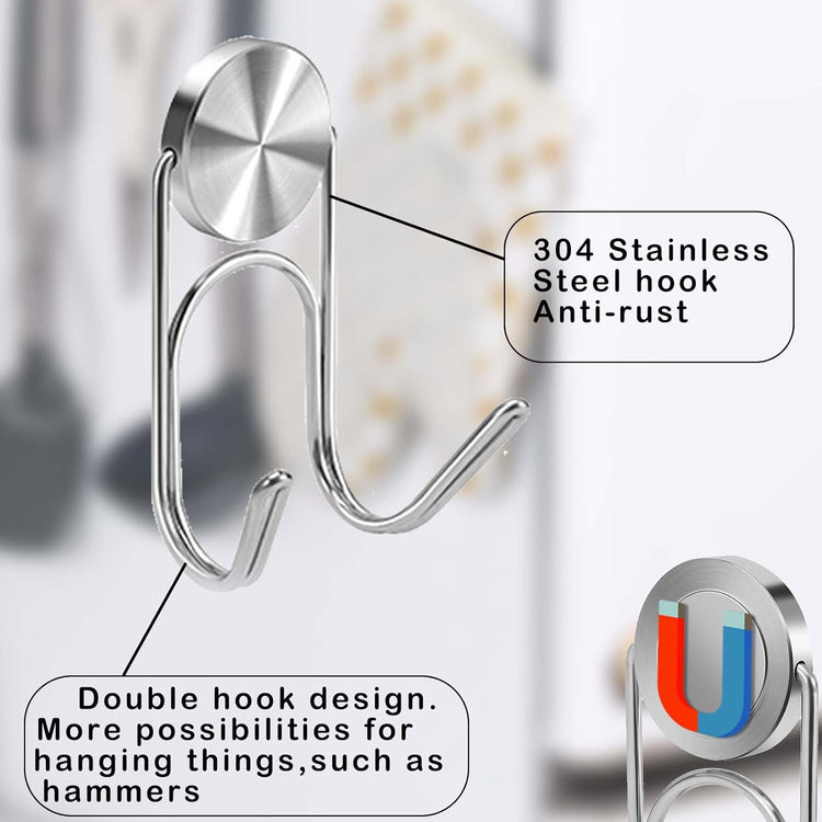 Magnetic Hooks Heavy Duty Magnetic Hooks,Magnets Hanging Hooks for Refrigerator Grill Toolbox Cabins Outdoor,Cruise Essentials Camper Accessories,8pack(Silver,0.9in-2 15Lbs)