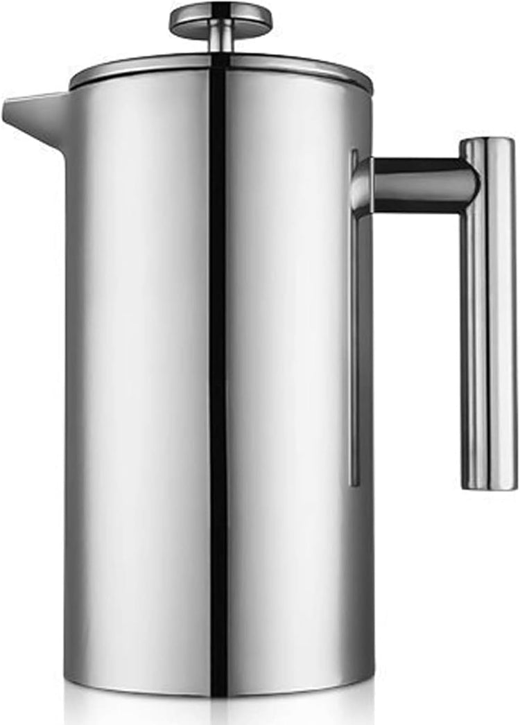 Stainless Steel French Press Coffee Maker 1500ml, Double-Wall Insulated Large French Coffee Press for travel camping,Large Capacity, (50oz, Silver)