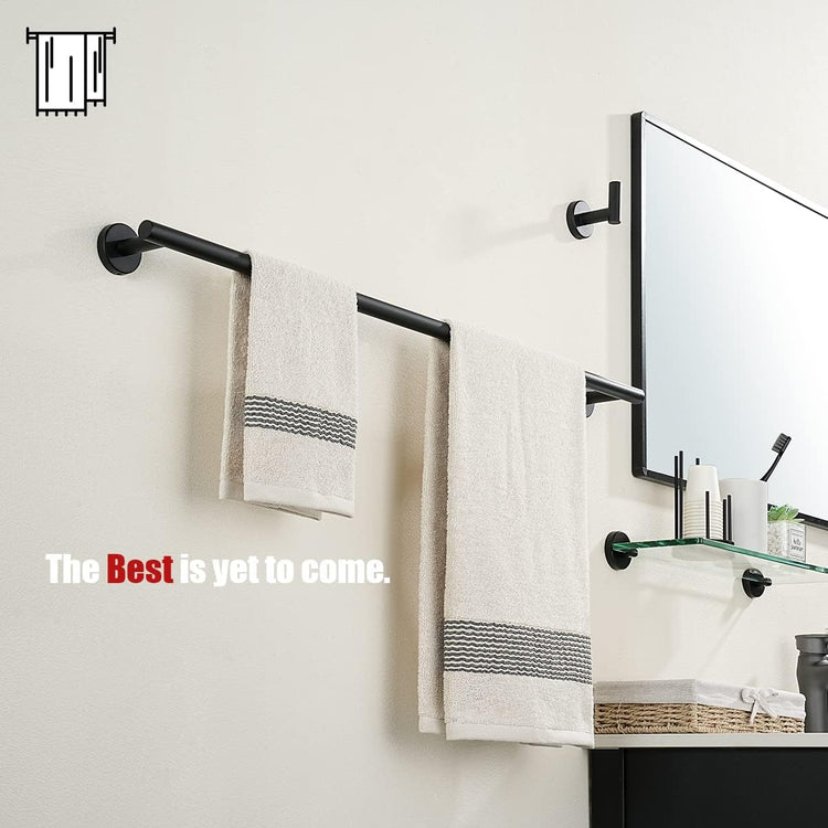 JQK Black Bath Towel Bar, 30 Inch 304 Stainless Steel Thicken 0.8mm Towel Rack Bathroom, Towel Holder Matte Black Wall Mount, Useable Length 27 Inch, TB110L27-PB