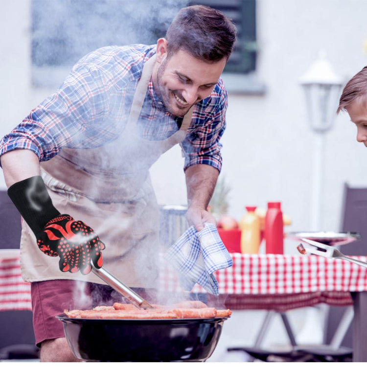 BBQ Gloves 1472 Degree F Heat Resistant Grilling Gloves Silicone Non (2 Count)