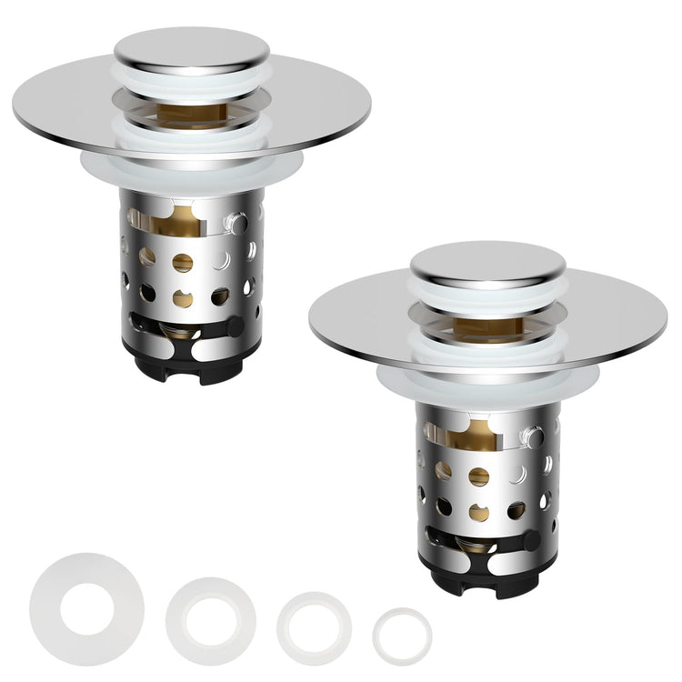 2PCS Universal Bathroom Sink Drain Strainer Hair Catcher (2 Count)