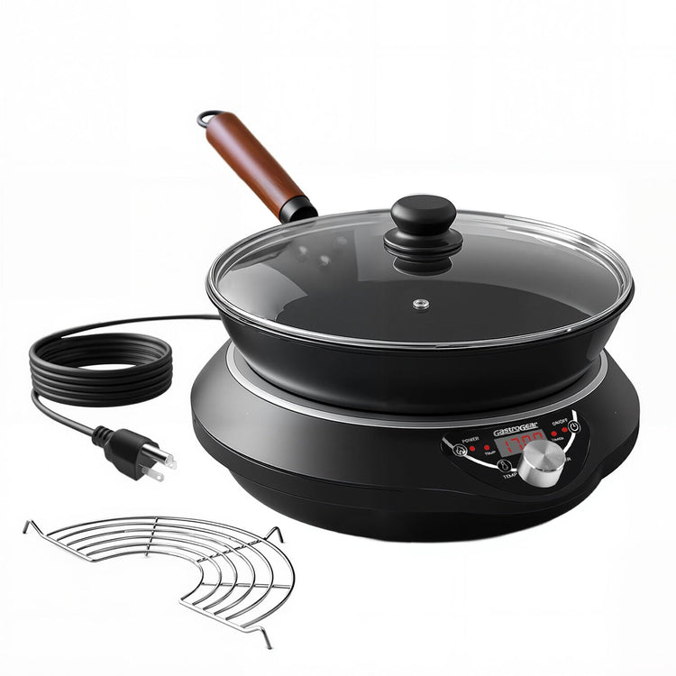1700W Induction Cooktop with 13.4" Carbon Steel Wok Pan