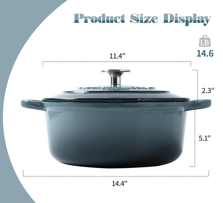Enameled Cast Iron Round Dutch Oven with Lid Dual Handle Pot Bread Ovens
