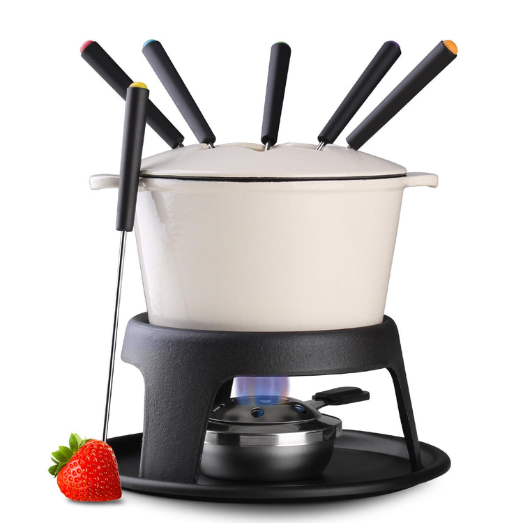 Cast Iron Fondue Pot Set for Chocolate Cheese
