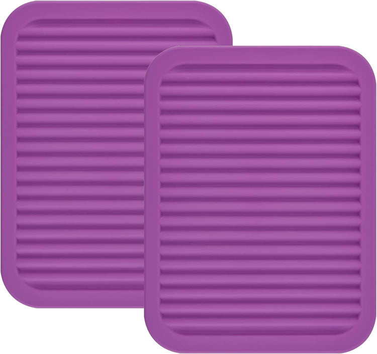 Smithcraft Silicone Trivets Mats for Hot Dishes and Hot Pots, Hot Pads for Countertops, Tables Pot Holders Spoon Rest Small Drying Mats Set of 2 Color Purple