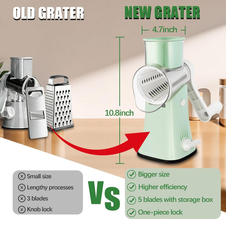 5 in 1 Rotary Cheese Grater Hand Crank