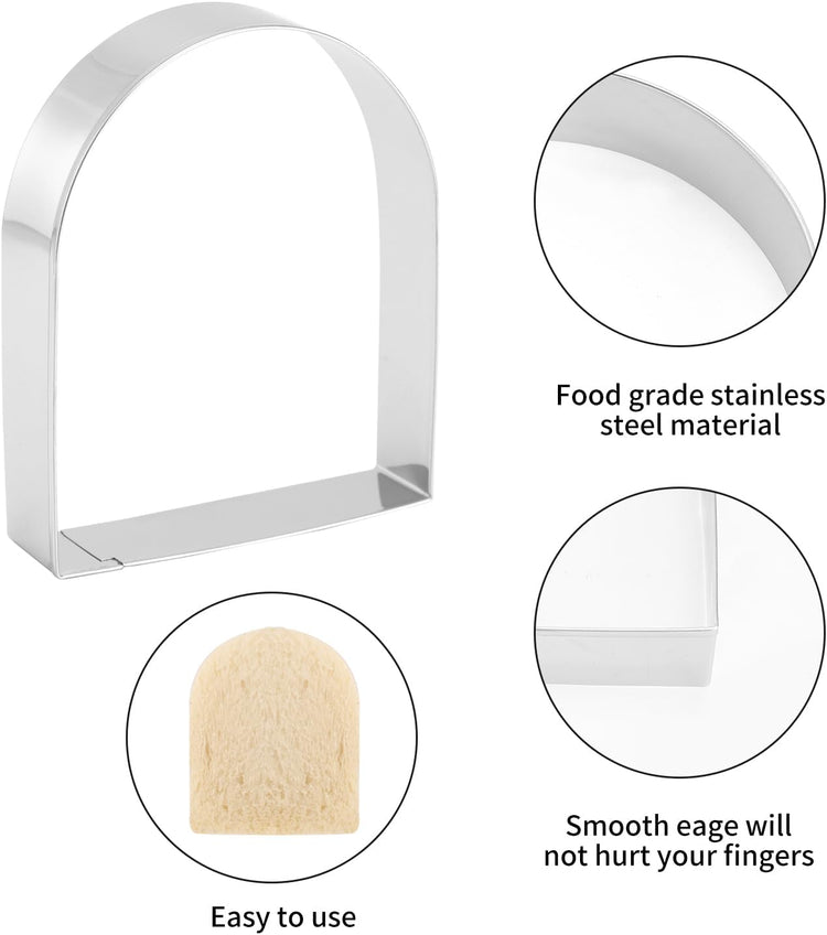 Arched Cookie Cutter Set ANCKNE 4 piece geometric cookie cutter molds - Stainless steel from 2 to 5 inches, Cake Cutters for Kitchen Baking