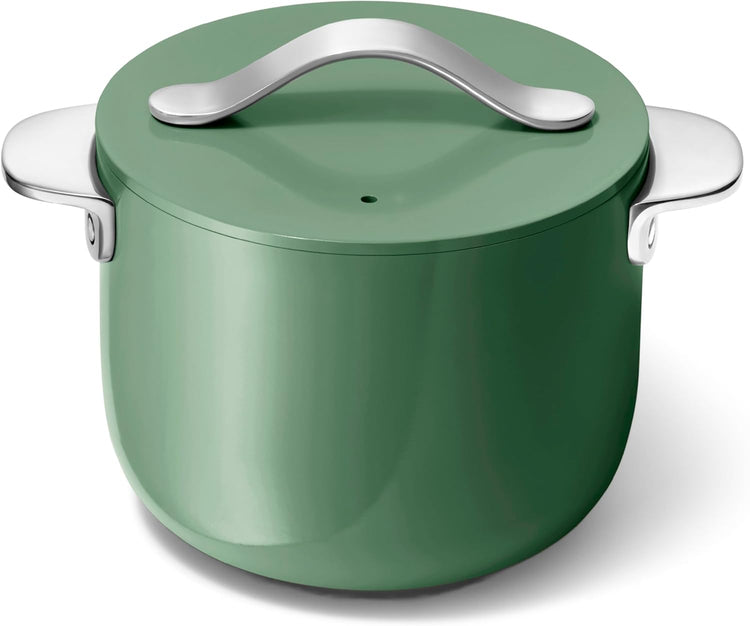 Caraway Petite Cooker - 2 Qt Ceramic Coated Pot - Free From Forever Chemicals - Perfect for Rice, Grains, or Sauces - Sage - Nestoria