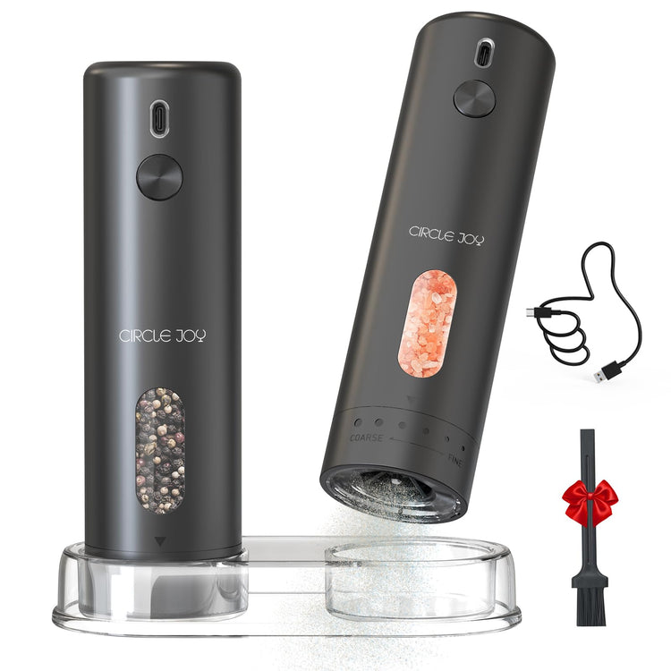 Rechargeable Electric Salt and Pepper Grinder Set with Base