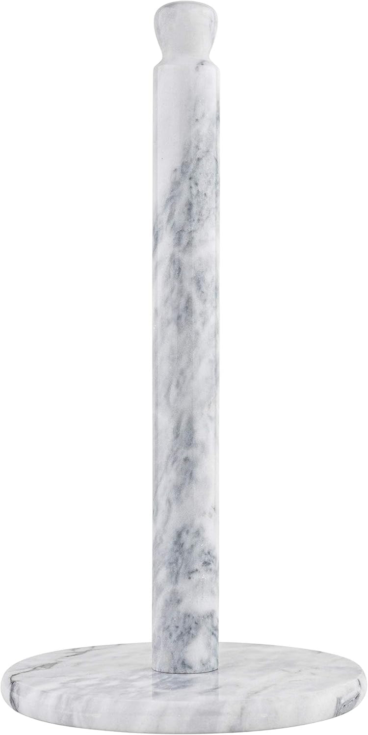 Homeries Marble Paper Towel Holder – Deluxe Upright Towel Dispenser for Kitchen Countertop, Cabinet & Bathrooms – Non Steel & Non Plastic Design – Heavy Duty, Solid Paper Towel Holder Stand (White)