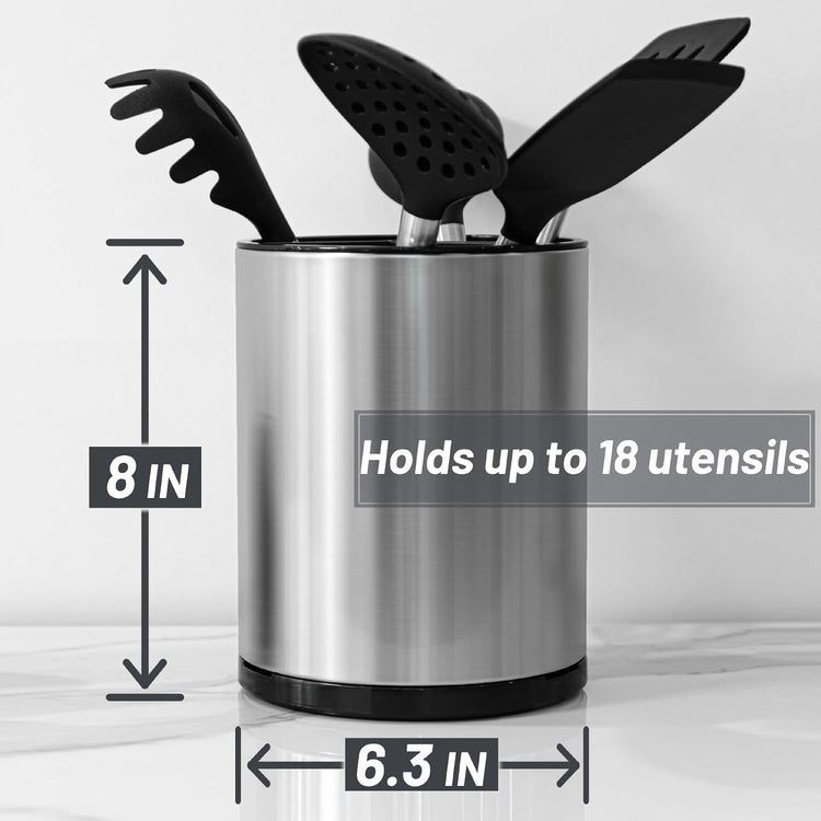 Kitchen Utensil Holder for Countertop 360° Rotating Utensil Caddy Extra Large Utensil Crock Cooking Utensil Holder for Kitchen Counter