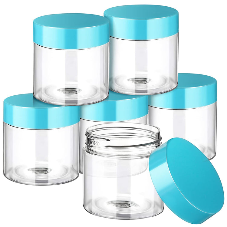 6 Pack 1 oz Plastic Jars Containers with Lids Wide (6 Count)