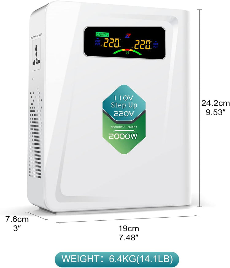 Step Up Transformer 110v to 220v 2000w Voltage Converter, 120v to 240v, No Noise,Suit for Juicer, Chocolate Machine and Other Appliances ,Using 220V Asia Euro Appliance in US