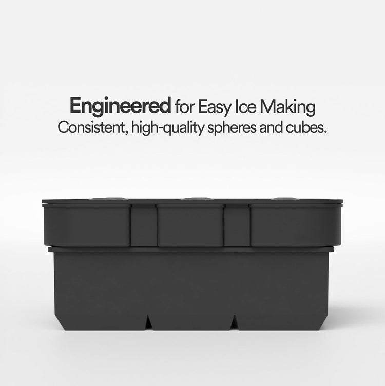 glacio Silicone Ice Cube Trays โ Large Silicone Molds for 2-Inch Ice Cubes and Spheres Whiskey Ice Cube Trays with Lids for Cocktails & Bourbon โ Set of 2