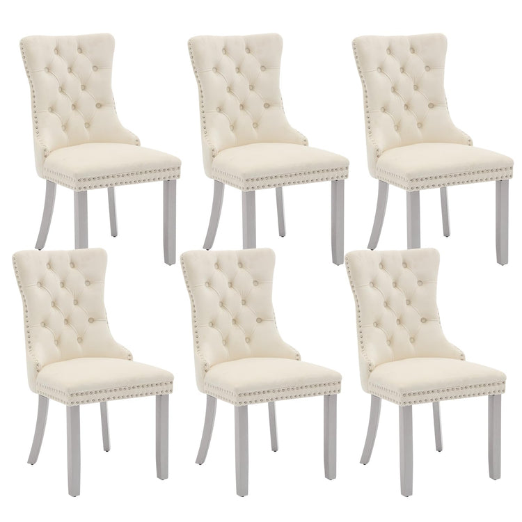 Cream Velvet Dining Chairs Set of 6 (6 Count)