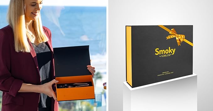 NOBLESIPยฎ New Whiskey Smoker ๐ฃ๐ฅ๐๐ ๐๐จ๐ Electric Kit. Innovative Automatic Smoking, no fire Torch Needed. Easily Make Aromatic Smoked Cocktails, Bourbon, Old Fashioned. Smoky E - bar Gift Box Set