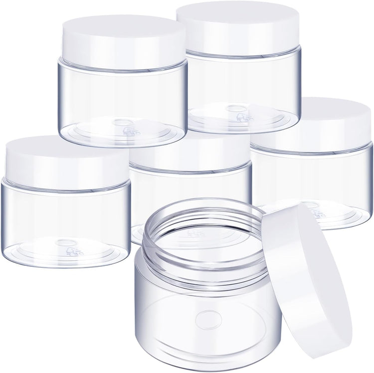 6 Pack 8 oz Plastic Jars Containers with Lids Wide (6 Count)