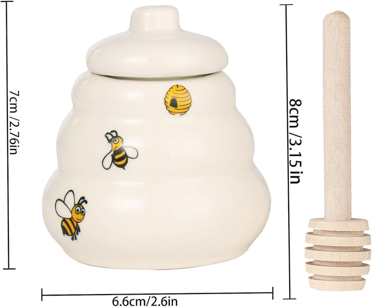 12 Sets Ceramic Bee-Happy Honey Pot with Dipper,Honey Jar Serving Set with Exquisiting Package for Wedding Favor,Bridal Shower Favor, Baby Shower Favor,Party Favor (12)