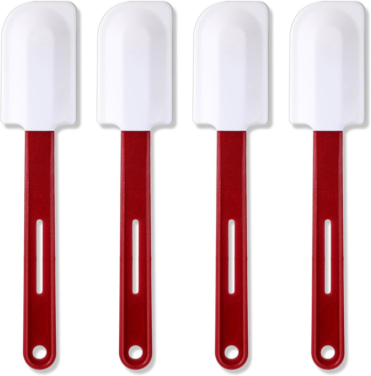 Norme 4 Pcs High Temp Silicone Spatulas Heat Resistant Rubber Spatula Commercial Silicone Scraper with Handle for Kitchen Cook Baking Mixing Utensil, Dishwasher Safe (10 Inch)