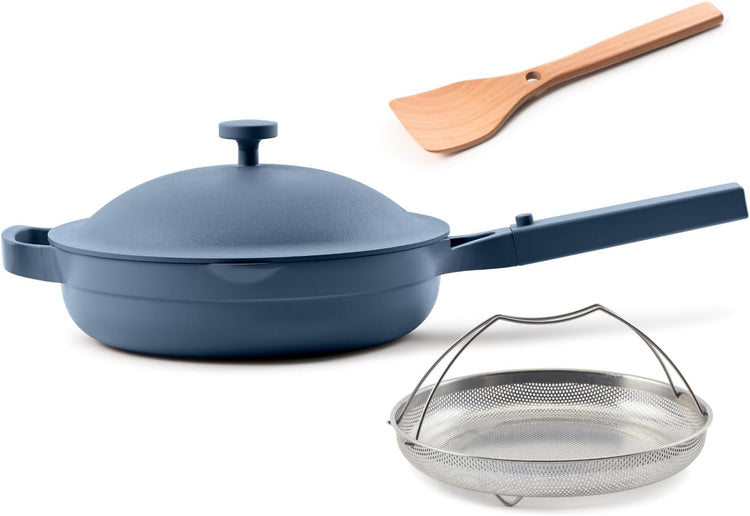 Our Place Always Pan 2.0-10.5” (2.6 Qt) Nonstick, Toxin-Free Ceramic Cookware | Patented 10-in-1 Aluminum Frying & Sauté Pan | Safe for Oven, Induction & All Cooktops up to 450°F | Blue Salt - Nestoria