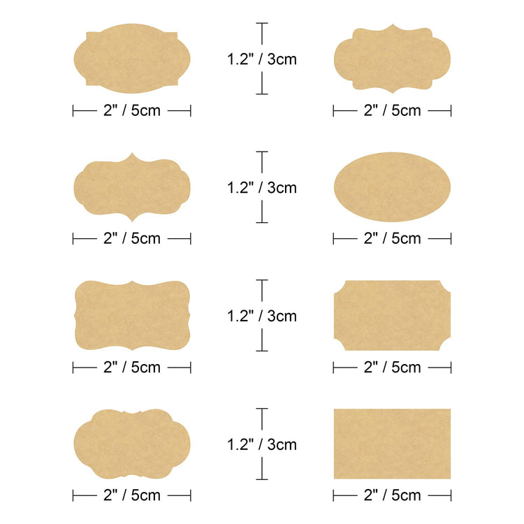 Fancy Shape Kraft Label Stickers (256 Count)
