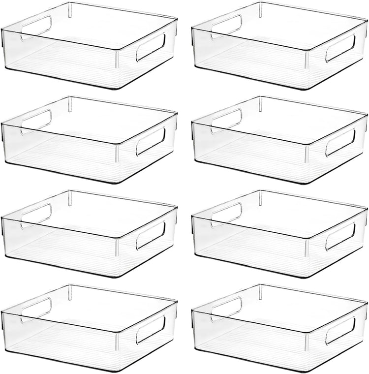 Clear Plastic Storage Bins, Home Bathroom Laundry Room Freezer Refrigerator Pantry Organizers and Storage Containers Fridge Organizer Bins Kitchen Organization Cabinet Medicine Bin for organizing