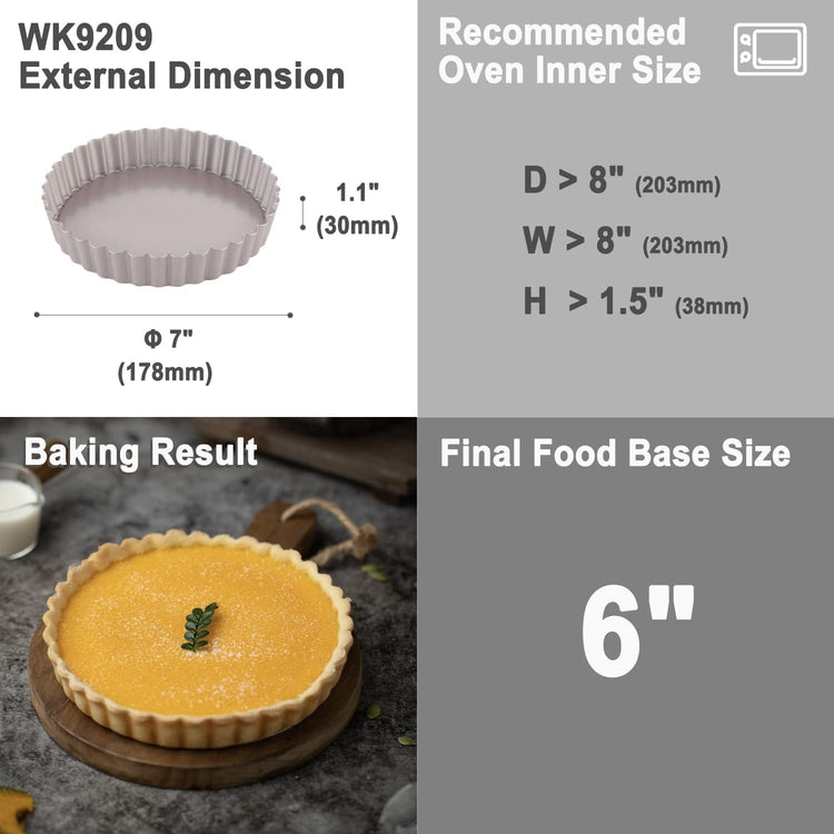 CHEFMADE Tart Pan, 7-Inch with Removable Loose Bottom Non-Stick Round Quiche Bakeware for Oven and Instant Pot Baking (Champagne Gold)