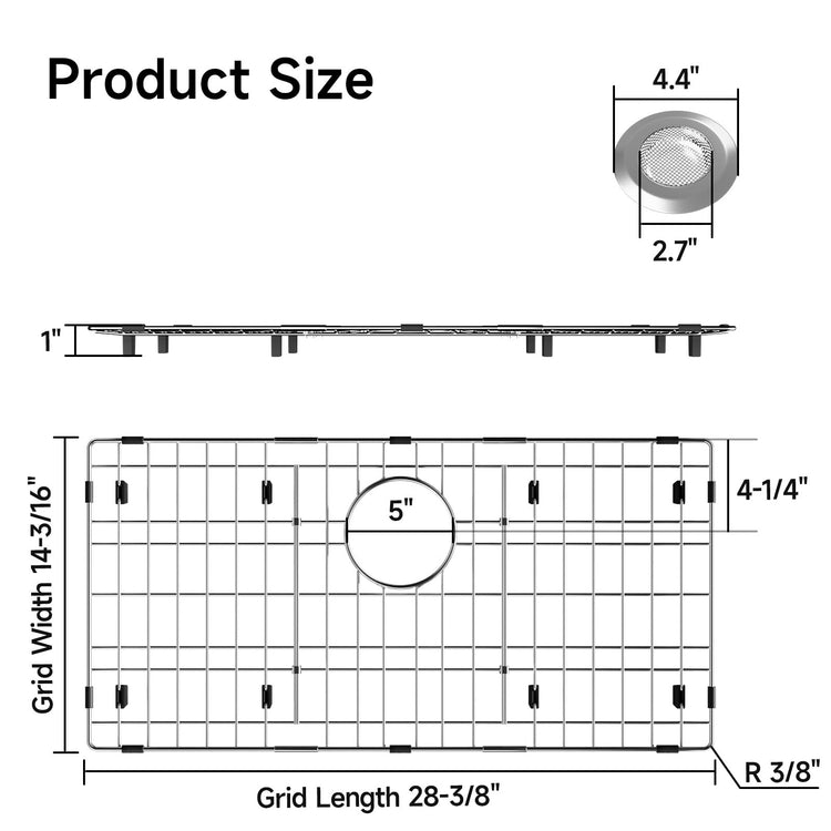 28-3/8" x 14-3/16" Stainless Steel Sink Grid, Sink Grate for Bottom