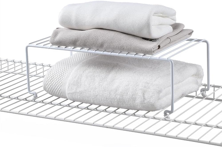 4-Pack Large (15.7x8.54inch) Multi-Level Organizer Rack, Kitchen Shelves for Spice Organization for Cabinet, Pantry Organizers and Storage, Wire Extra Shelf, Desk Organizer, Stackable, White