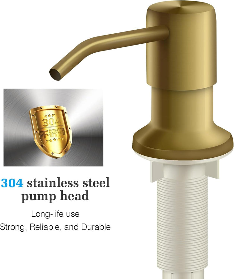 Soap Dispenser for Kitchen Sink and Extension Tube Kit, Stainless Steel Countertop SoapDispenser with 47 Inches Tube Connects Directly to Soap Bottle, Hand and Dish Soap Dispenser Pump (Golden)