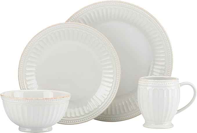 Lenox White French Perle Groove 4Pc Place Setting, 6.95 LB