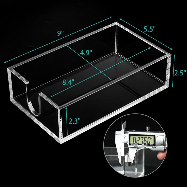 Rubtlamp 2Pcs Acrylic Napkin Holder Bathroom - 0.27Inch Thickness Clear Acrylic Guest Towel Holder - Hand Towel Tray for Kitchen, Parties, Weddings, Party, Hotel, Restaurant(Clear, 9”X5.5”X2.5”)