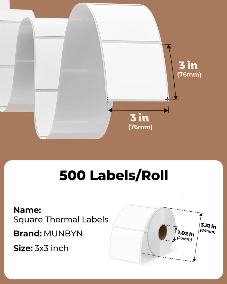 3x3 Thermal Labels (500 Count)