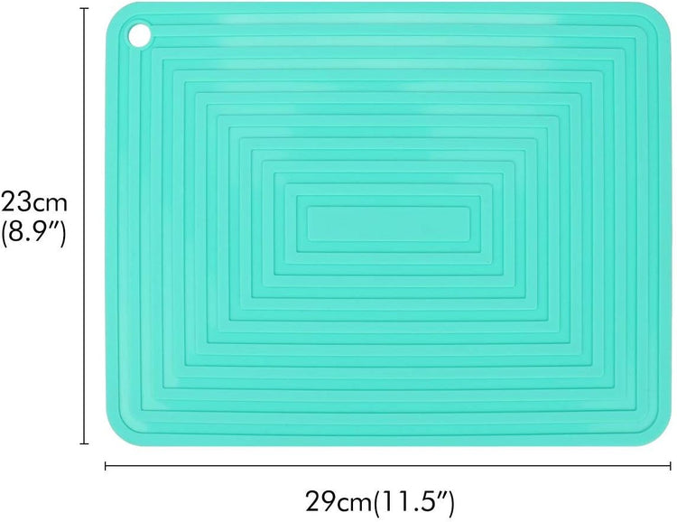 LogHog Large Silicone Trivet Mats for Hot Dishes/Pans, Heat Resistant Pot Holder, 9"x12" Non Slip Flexible Durable Pot Coaster Kitchen Table Mats Set of 2 (Teal)