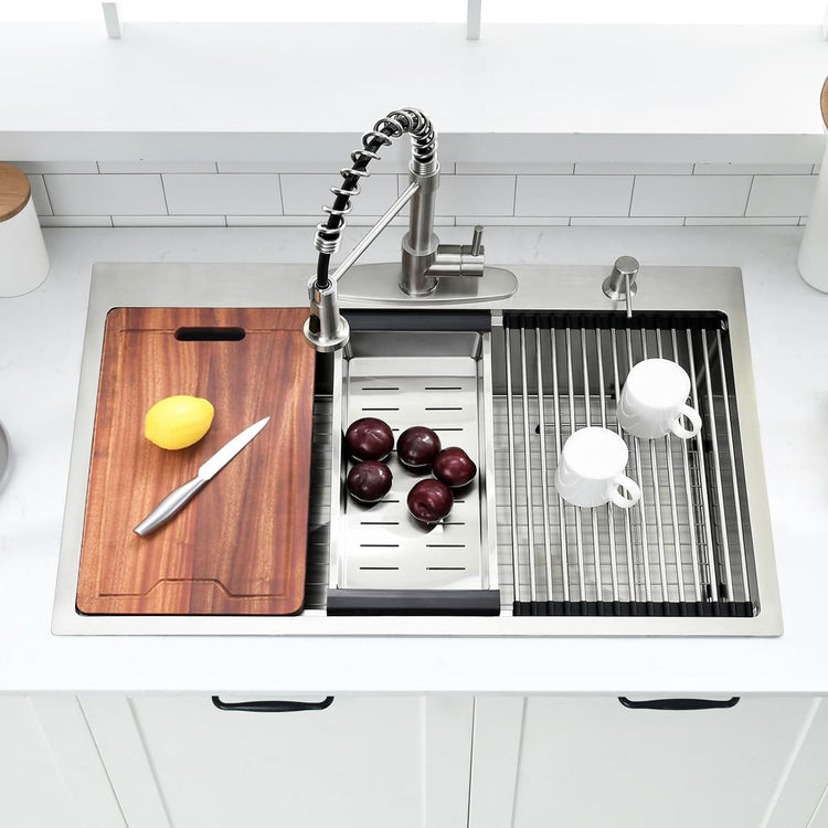 33 Inch Drop In Kitchen Sink Workstation