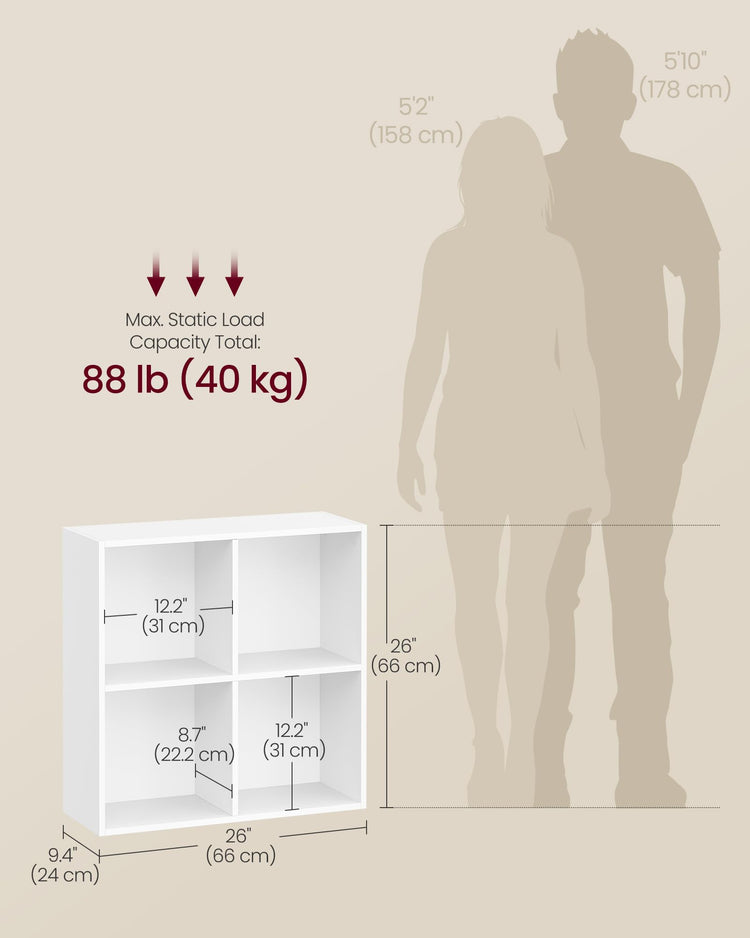 Bookcase Cube Shelf with 4 Compartments