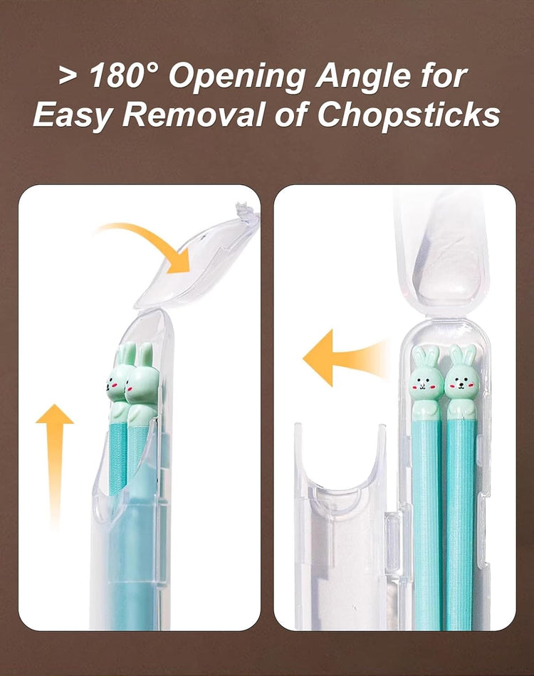 Chopsticks Storage Case 2 Pack, Plastic Utensil Holder with Side Opening, Easy to Clean Travel Chopsticks Box for Reusable Cutlery