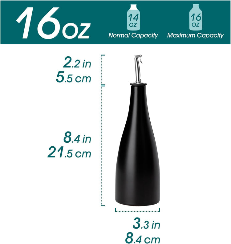 vancasso 16 Oz Ceramic Olive Oil Dispenser Bottle, Bottle Dispenser with Spout and Funnel for Kitchen,Suitable for Oil, Vinegar, Coffee Syrups & Other Liquids,BK