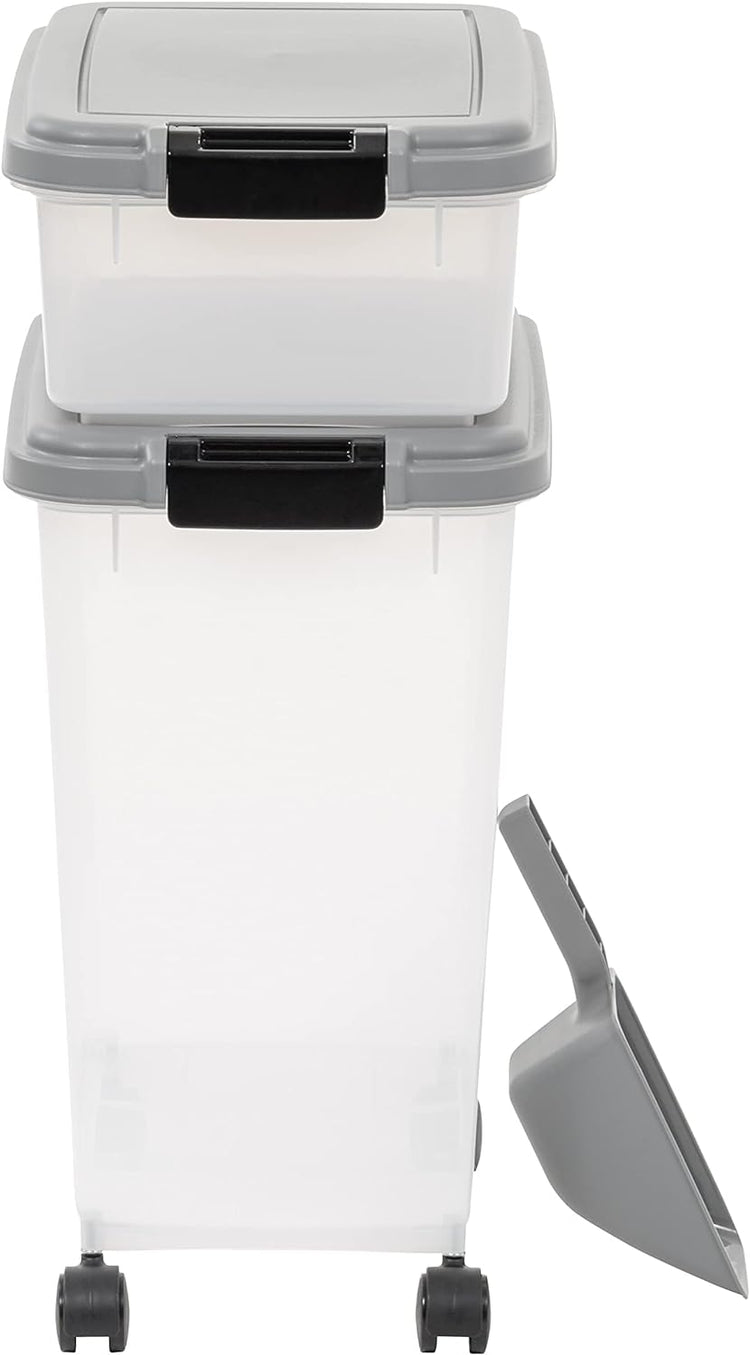 Amazon Basics 3-Piece Airtight Dog Food Storage Container Combo with Scoop, 33 QT + 12 QT
