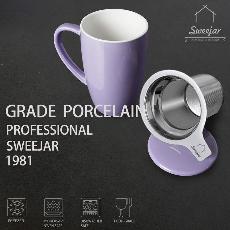 Sweejar Porcelain Tea Infuser Mug with Lid