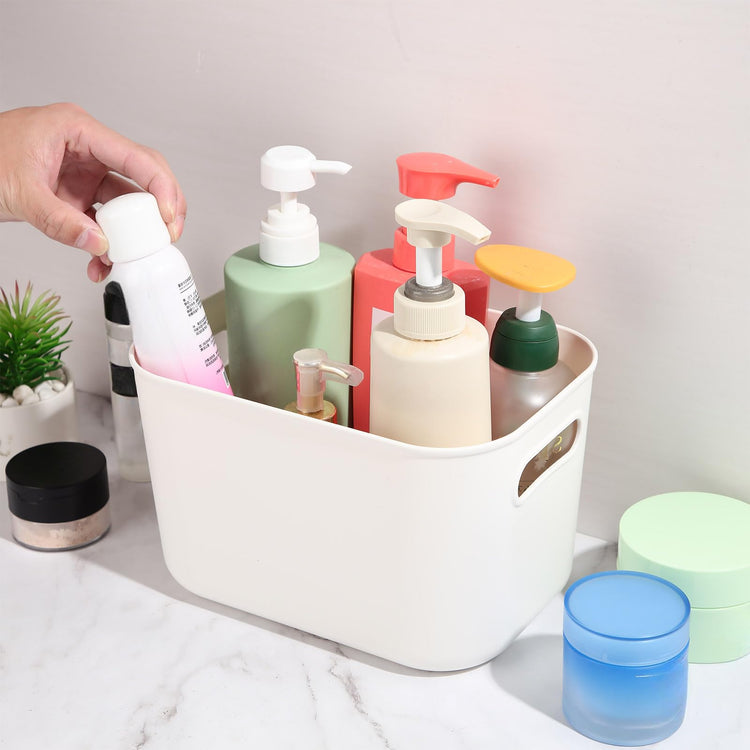 Plastic Storage Bins 10 Pcs White Pantry Organizer Bins Small Baskets Storage Containers for Home Kitchen (10 Count)