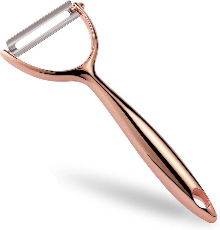 LIIGEMI Effortless Y Peeler with Sharp Stainless Steel Blades for Apples, Cucumbers - Ergonomic Handle for Easy Potato Eye removal, Perfect for Cooking Enthusiasts and Kitchen Novices(Rose Gold )