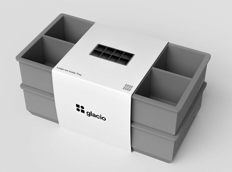 glacio Ice Cube Molds โ 2-Pack Silicone Trays for 8 Large Square Cubes โ Slow-Melt Ice for Whiskey, Cocktails, Coffee & More