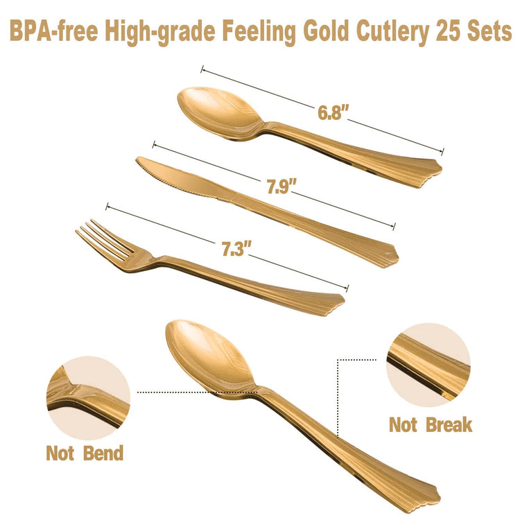 Black Gold Paper Plates Set (175 Count)
