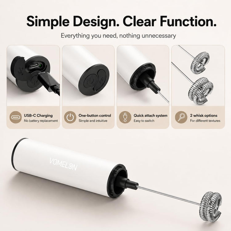Milk Frother Rechargeable Battery Operated Frother for Coffee