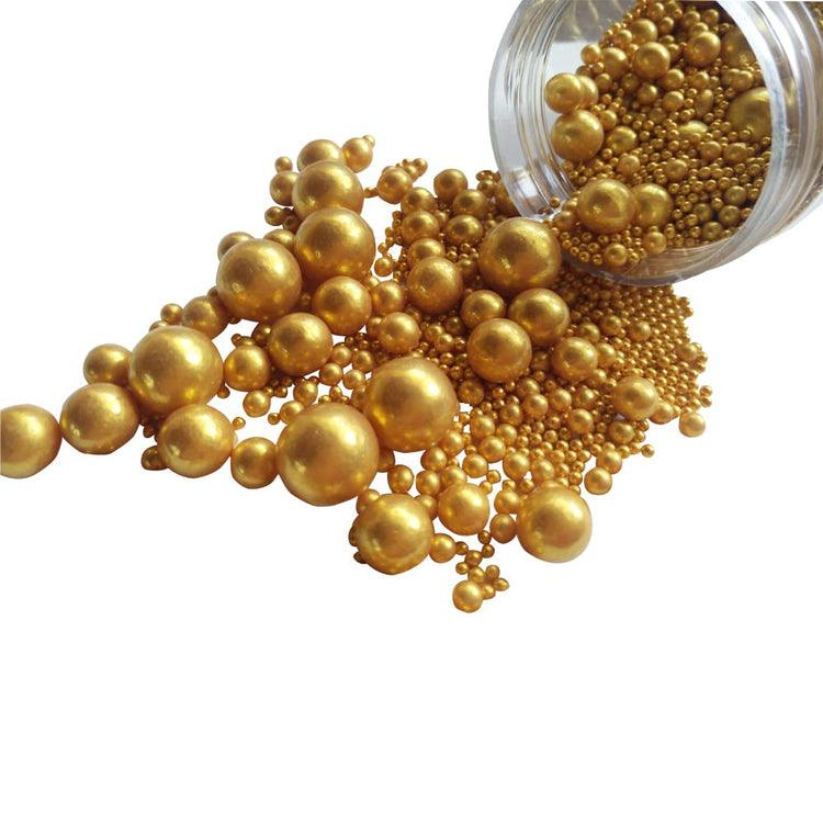 Edible Gold Sugar Pearls Candy Sprinkles 120G (4.23 Ounce)