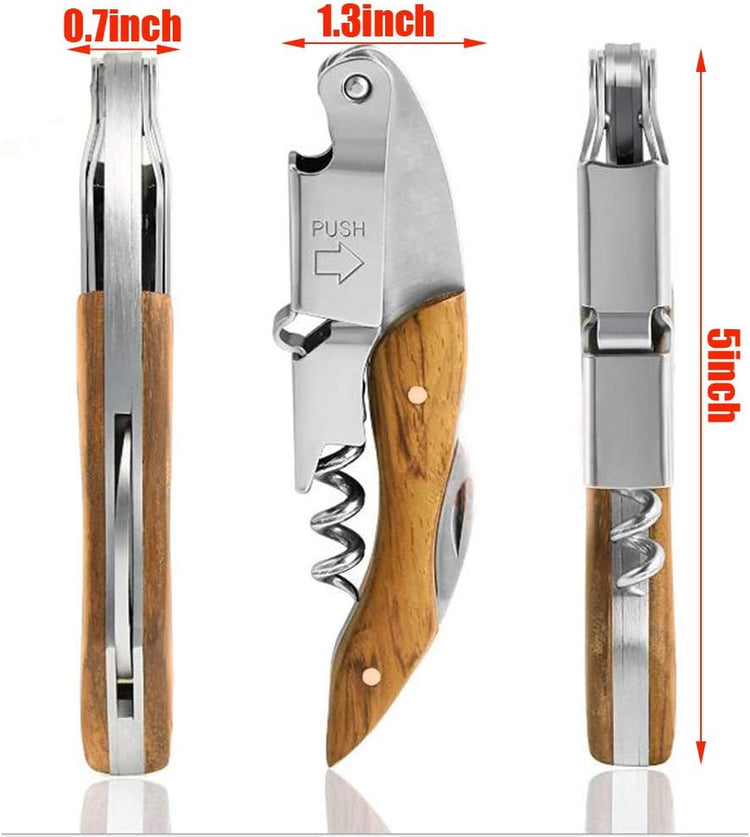 Professional Waiter Corkscrew Wine Key for Bartenders Set of 3,With Long Rosewood Handle Stainless Steel Handle Wine Opener for Bar Restaurant Waiters, Sommelier, Bartend (Big Wood 3 Packs)